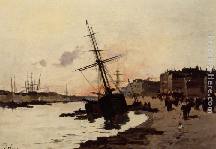 Eugene Galien-Laloue Ships in a Harbour